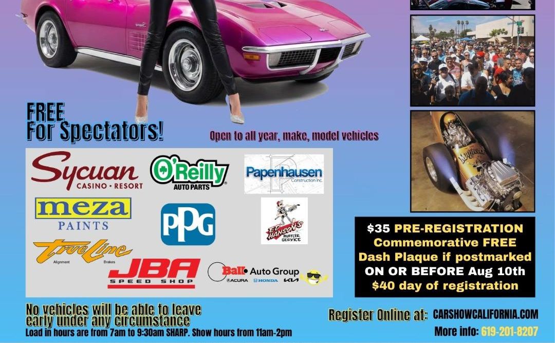 Pacific Beach Wild Rides Car Show partial flyer August 2026